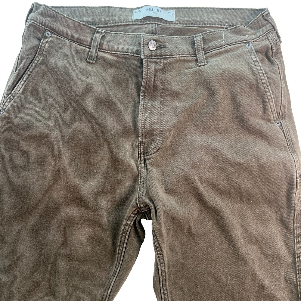 Hollister Men's Jeans Size 34x32 Gray Med Weight Loose Fit Brushed Denim W35 L31